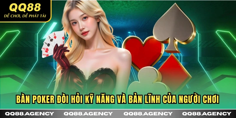 Bàn Poker đòi hỏi kỹ năng và bản lĩnh của người chơi